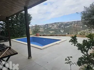 PRIVATE POOL + TERRACE / Bikfaya  SEA VIEW / 3 BEDS , BK-156