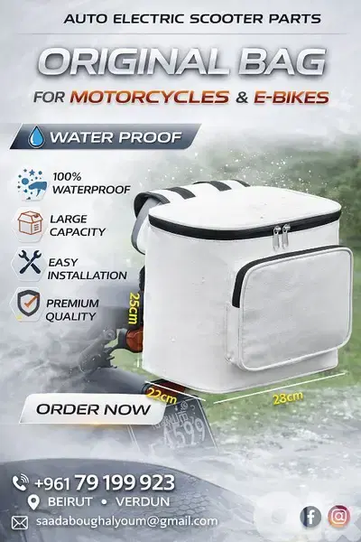 Electric scooter, bike, motorcycle bag