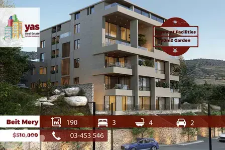 Beit Mery 223m2 | 60m2 Garden | Payment Facilties | Mountain View |TCH