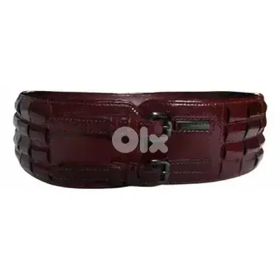 burgundy patent belt