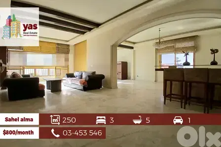 Sahel Alma 250m2 |Rent | Classy Area | Renovated Flat | IV/EH