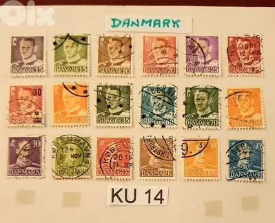 Danmark 1940 k. Christian X set of x 18 stamps Lot# KU-14
