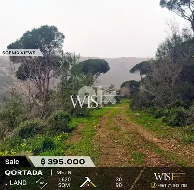 Prime 1,620 SQM Land for SALE in Qortada - Metn!