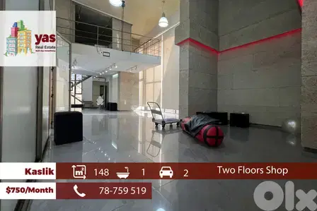Kaslik 148m2 | Shop | Two Floors | Rent | Prime Location | RH