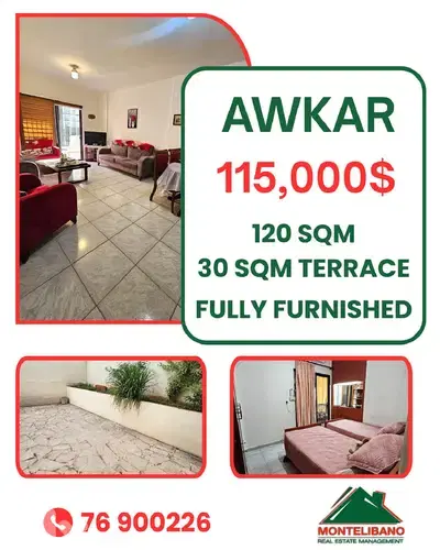 120 sqm Apartment For Sale in Awkar عوكر with 30 sqm Terrace