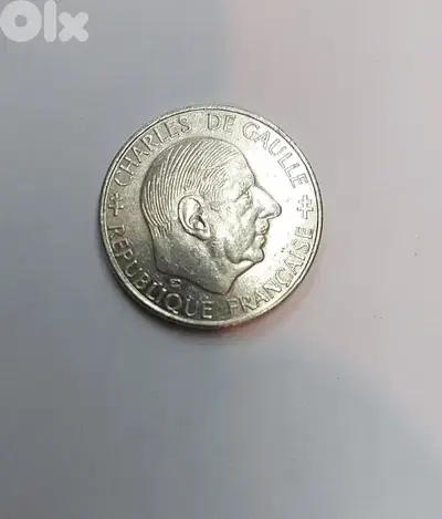 One French Franc coin Memorial president Charles De Gaulle 30 years