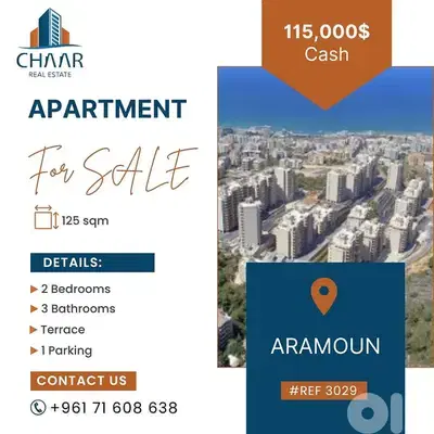 Apartment for Sale in Aramoun - شقة للبيع في عرمون - #R3029