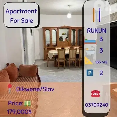 HOT DEAL!!! 3Bdrm Apartment for sale / Dekwaneh Slav $165K FOR $179K