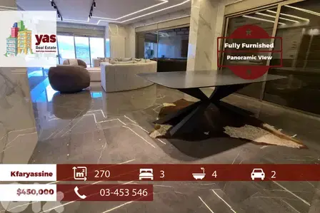 Kfaryassine 270m2 | Furnished | Luxury | Panoramic Sea View | MCH