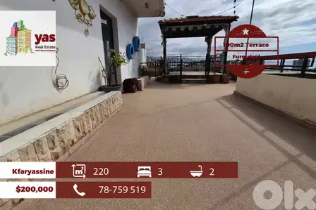 Kfaryassine 220m2 | 100m2 Terrace | Furnished | Open Sea View | MCH