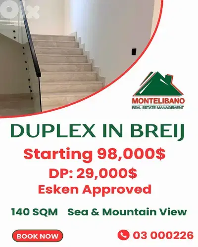 140 sqm Duplex For Sale in Breij بريج with Installment Plan