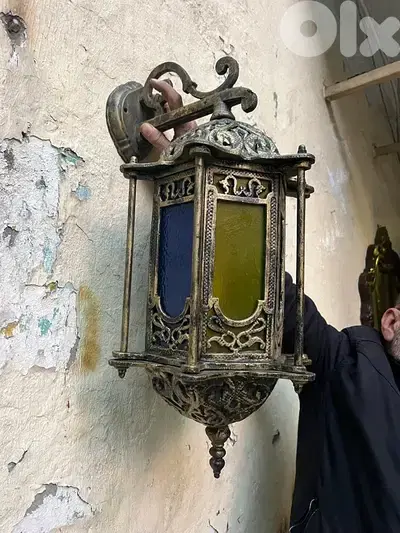ابليك فانوس عدد ٢ شغل شرقي انتيك حجم كبير زجاج ملون ولا اروع سعر لقطة