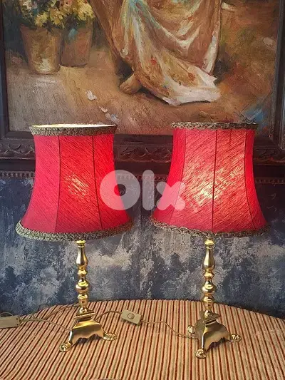 2 antique brass french lamps