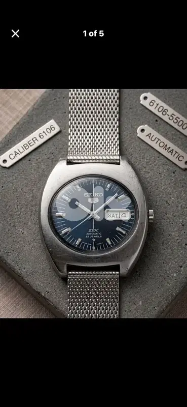 Vintage 1972 Seiko 5 DX 6106-5430•Blue Sunburst•23J Auto •Day/Date QS