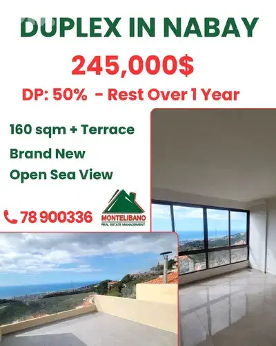 160 sqm Duplex For Sale in Nabay نابيه with Terrace & Installment