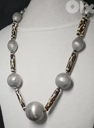 10$ vintage tribal necklace matte silver