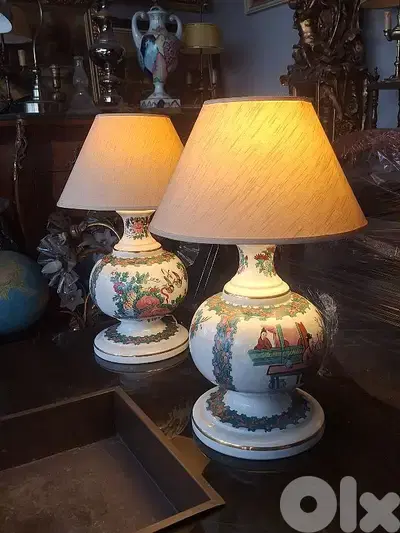 pair of japanese signed porcelain lamps