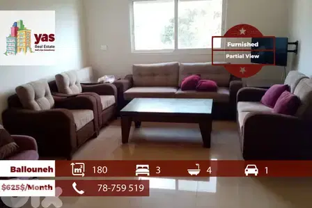 Ballouneh 180m2 | Furnished | Partial Sea View | Prime Location | KS/M