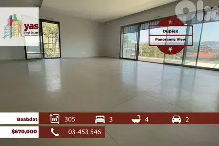 Baabdat 305m2 | Duplex | Panoramic View | Private Street | TCH