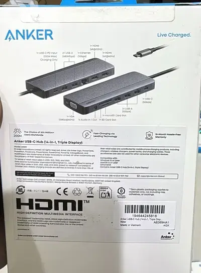 Anker Usb-c Hub 14 in 1 triple display A8389HA1