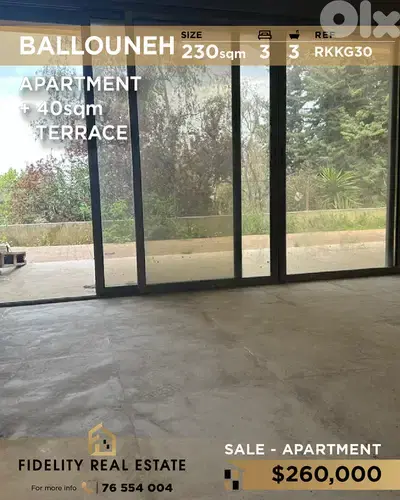 Apartment for sale in Ballouneh RKKG30 شقة للبيع في بلونة
