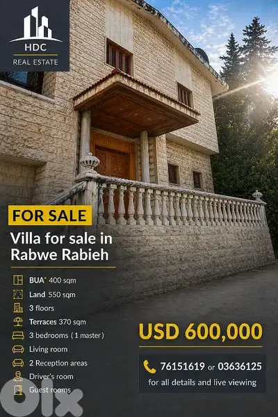 Rabwe / Rabieh Villa for only 600.000$ Rabwe / Rabieh Villa for only 600.000$
