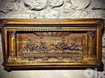 Hand-carved Last Supper wall panel - 1960s
