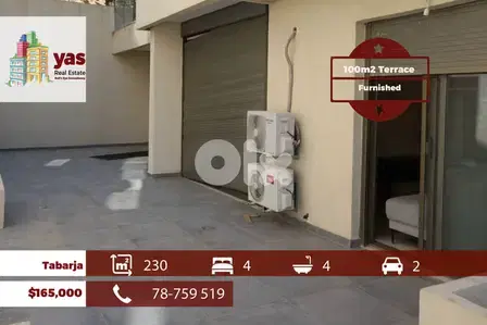 Tabarja 230m2 | 100m2 Terrace | Gated Community | Furnished | ABA