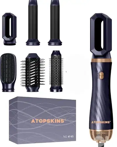 Atopskins 6-in-1 Air Styler Blower Brush, Heated Hair Straightening. . .