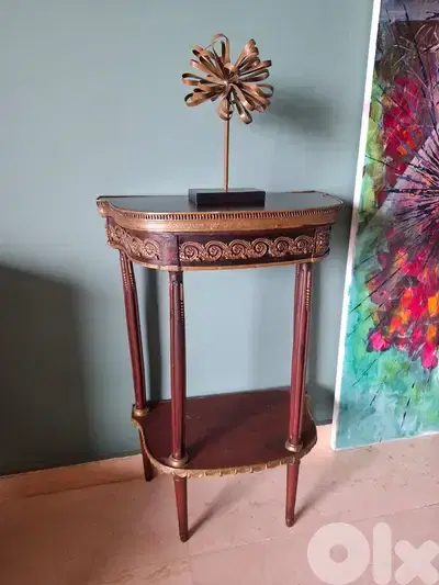 real vintage side table with brass details