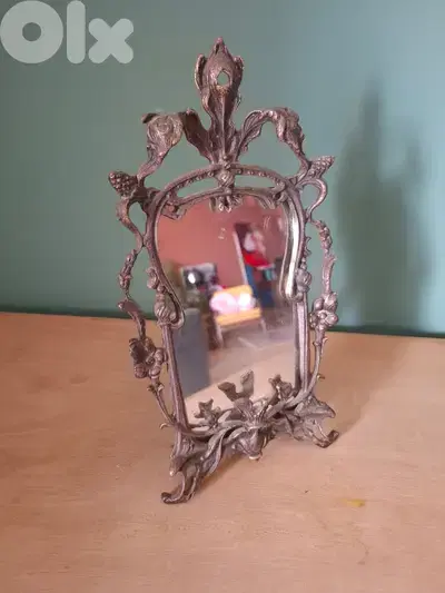 vintage ornate cast brass vanity mirror