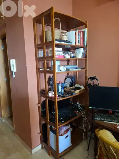 vintage wood bookshelf