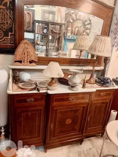 Antique buffet white marble bowl sink