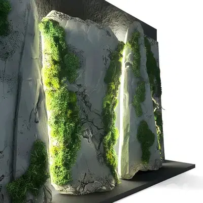 Concrete wall panels with real moss