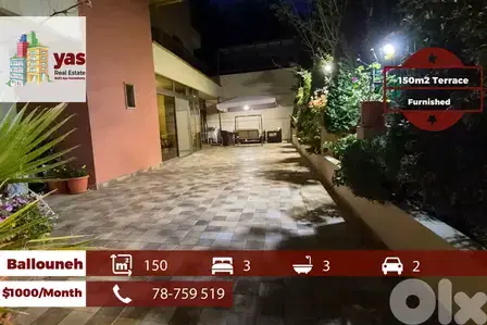 Ballouneh 150m2 | 150m2 Terrace | Furnished Flat | High End |MCH