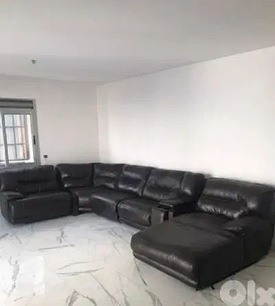 Dark brown leather recliner sofa