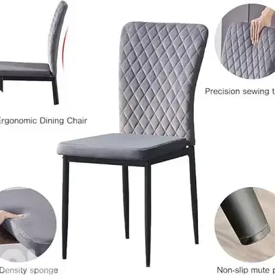 Ainpecca Velvet Armless Dining Chairs Dark Grey Set Of 6 Pcs