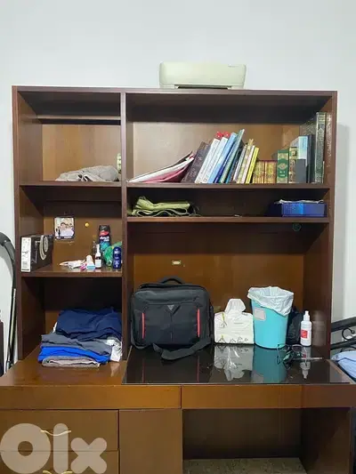 bookshelf and printer