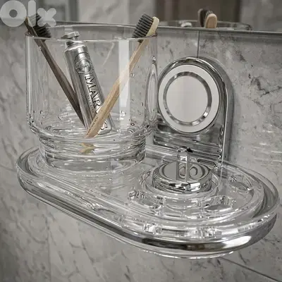 Glass Holder with Toothbrush حامل كأس مع حامل فرشاة الأسنان