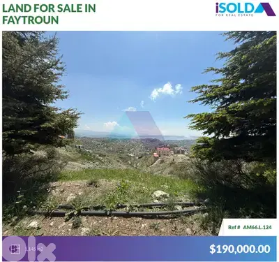1145 m2 land+mountain view 4sale in Faytroun - أرض للبيع في فيطرون