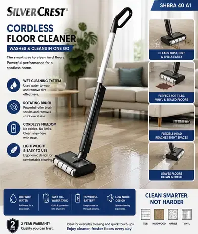 SilverCrest SHBRA 40 A1vacuum and wash hard floors at the same time.