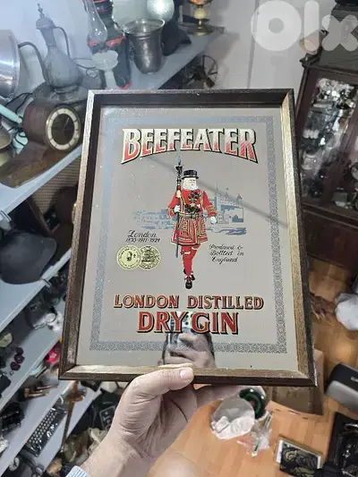 vintage Beefeater London advertising mirror