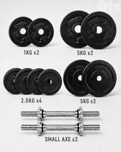 32Kg Cast Iron Weights Plates with 2 Dumbbells Bars