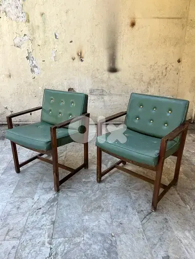 فوتاي عدد ٢ ناعمين تصميم الخمسينات ولا اروع vintage pair fauteille