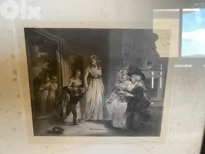 old gravure vintage antique painting