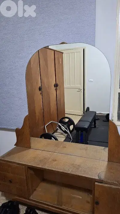 Solid Wood Sideboard + Dresser with Mirror – Classic Old Set