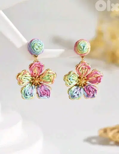 New Woman Handmade Woven Colorful Floral Boho Style Earrings