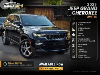 2023 JEEP GRAND CHEROKEE LIMITED   Black On Black  Low Miles TOP CAR!!