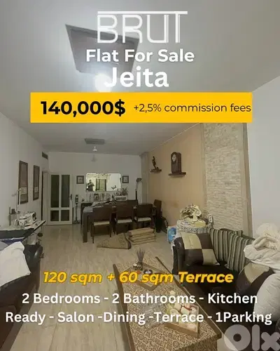 120 sqm +60 m terrace apartment for sale in Jeita