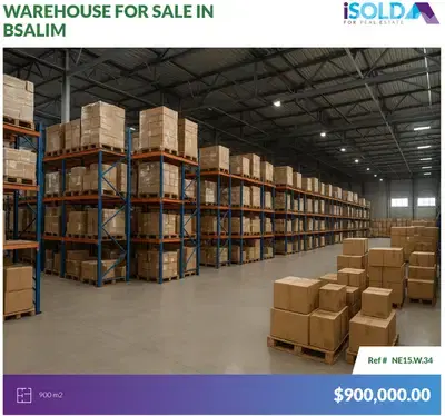 "Good investment" 900m2 warehouse for sale in Bsalim- مستودع في بصاليم